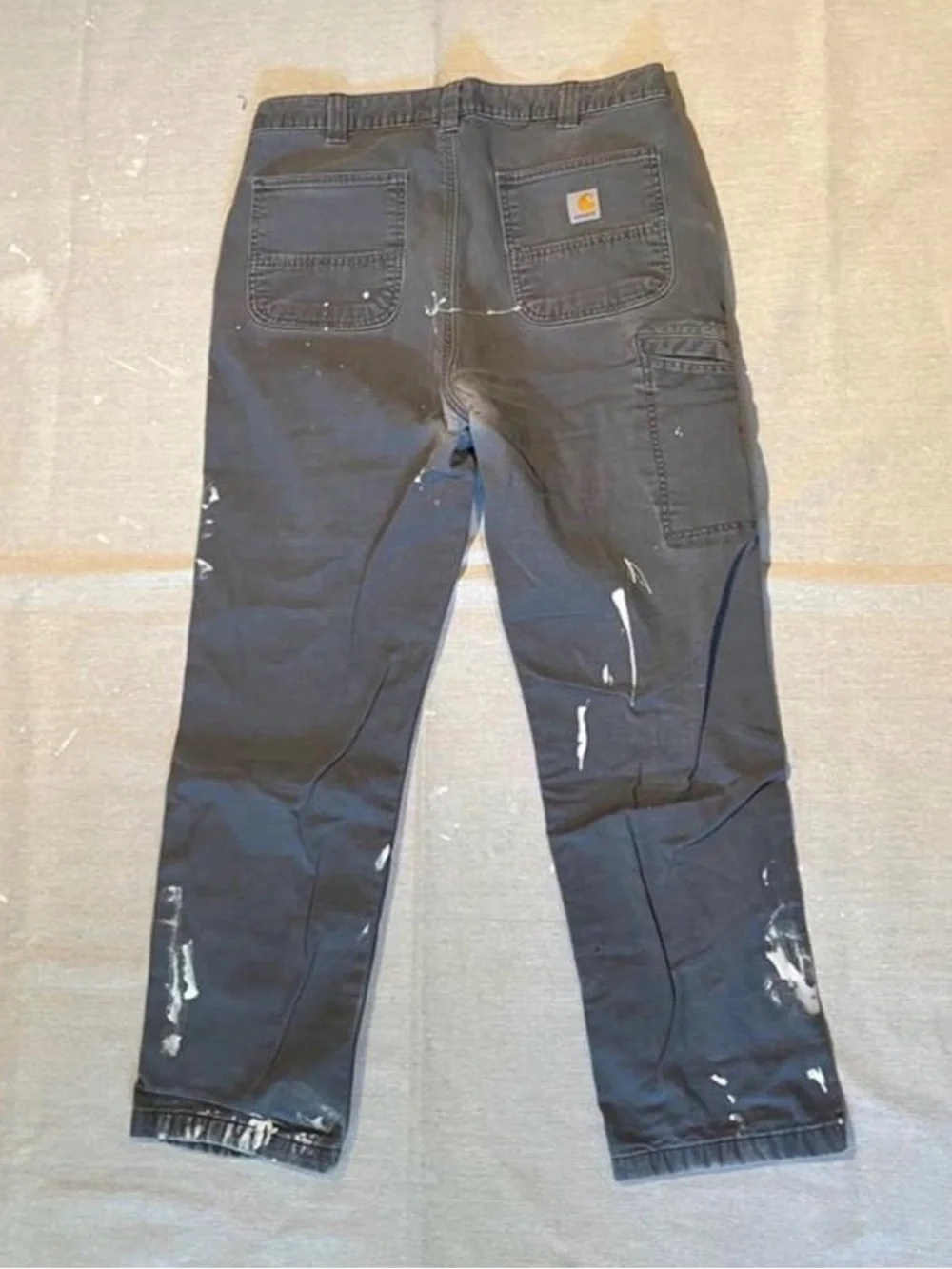 Carhartt Men's Black Jeans with White Paint-Splatter